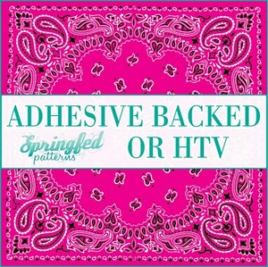 BANDANNA in Magenta Pink Pattern Adhesive Vinyl or HTV Heat Transfer Bandana - Picture 1 of 2