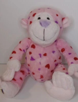 GANZ Webkinz Love Monkey Pink Hearts Plush Stuffed Animal Toy Valentine Gift 10" - Image 1 of 4