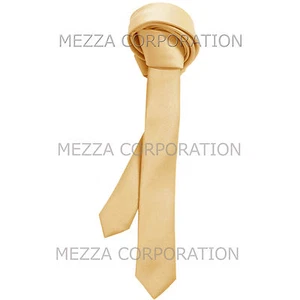 New Men's 1.5" skinny necktie only solid polyester beige wedding formal prom - Picture 1 of 2