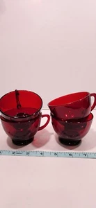 Vintage Anchor Hocking Ruby Red Glass Mug Set of 4 Tea - Picture 1 of 4