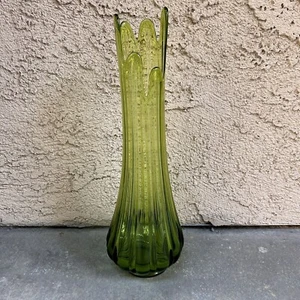 LE SMITH PANEL SWUNG VASE GREEN 19” - Picture 1 of 8