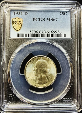 1934-D Washington Quarter PCGS MS67 - RARE Cover