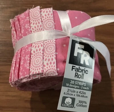 Jelly Roll Pink  2 1/2” X 42”  20 Strips 10 Designs 100% Cotton - Image 1 of 3