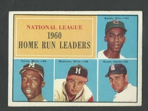 HANK AARON/ERNIE BANKS NL HR LEADERS  CENTERED 1961 TOPPS  #43 VG-EX - Picture 1 of 1