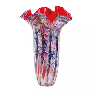 Elegant and Modern Art Glass Decorative Red Majesty Napkin Vase - 18 Inches - Picture 1 of 1