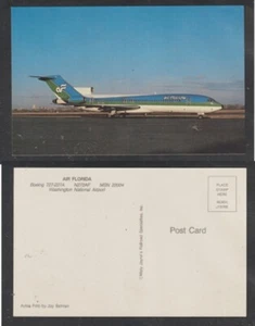 Postal de avión Air Florida Boeing 727-227A cromada sin publicar - Imagen 1 de 4