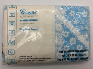 Wamsutta ultracale standard pillow case blue floral eyelet trim New - Picture 1 of 8