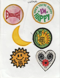 Vintage Aufnäher Swim Happy Face Stern Herz Mond genug - Bild 1 von 1