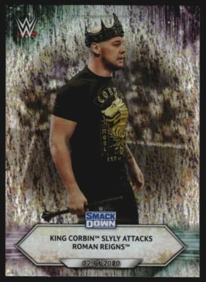 2021 Topps WWE Foilboard #18 King Corbin Slyly Attacks Roman Reigns - Image 1 of 2