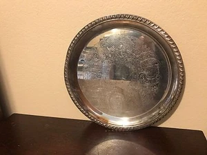 Silver-plate Serving Platter- Circular raised Edges- Unmarked- Serving TRAY - Picture 1 of 6