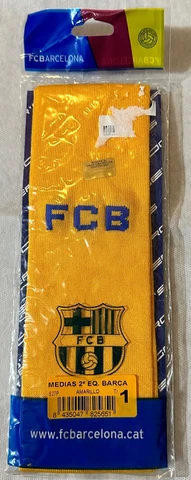 New FCB Barcelona Barca Soccer Yellow Socks Size 1 Kids Made in Spain Medias 2a Cover