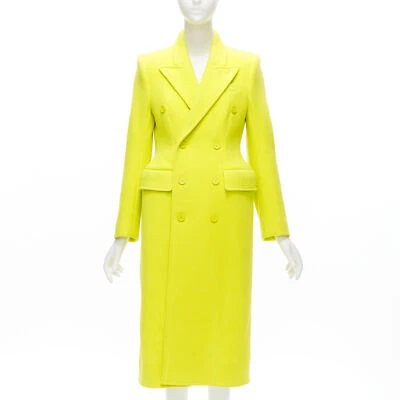 BALENCIAGA Hourglass bright yellow wool double breasted peplum coat FR34 XS - Image 1 of 4