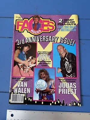 Faces Rocks Magazine-October 1986 Ozzy Van Halen Judas Priest-Rock, Heavy Metal Foto 1 de 4