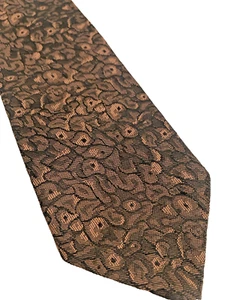 Vintage 1960s Tie Necktie Skinny Copper Brown Textured Print Skinny 2.25" Preppy - Picture 1 of 6