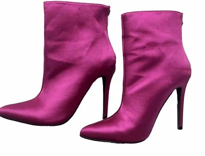 Botas de tornozelo Just Fabulous Madelina rosa quente salto agulha zíper traseiro tamanho 7.5 - Imagem 1 de 4