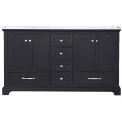 Lexora Home Dukes 60" Carrara Mármol Top Doble Tocador con Fregaderos en Espresso Foto 1 de 4