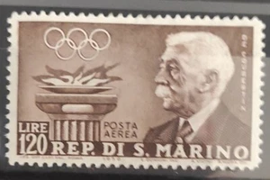 San Marino 1959, SG575 120l - brown (air) MH Cat £7.75 - Picture 1 of 1