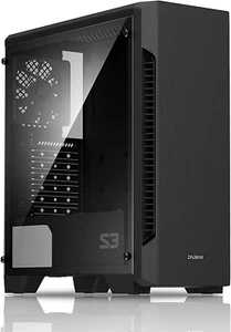 S3 ATX Mid Tower Computer Case W/Tempered Glass Side Panels & 3X Pre-Ins - Afbeelding 1 van 10