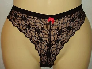 HOT KISS - NEW - BLACK LACE THONG PANTY - MEDIUM - Picture 1 of 2
