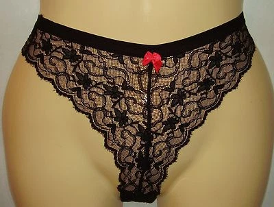 HOT KISS - NUEVO - PANTY TANGA ENCAJE NEGRO - MEDIANO Foto 1 de 2