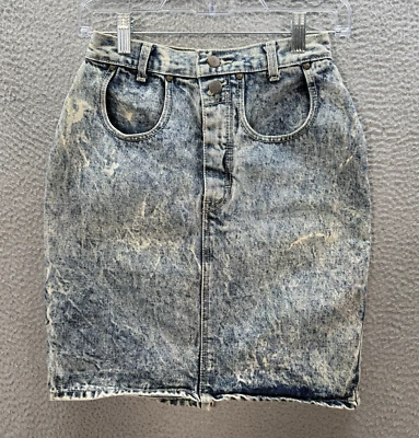 Vintage Gitano Express Skirt Girls 7/8 Blue Acid Wash Denim Straight 1990s Y2K - Image 1 of 4