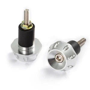 2x Bilancieri Manopole Manubrio Stabilizzatori Contrappesi Moto 17mm Argento - Picture 1 of 1