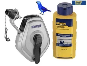 IRWIN Chalk Reel Set 30m & Blue Chalk 113g Strait-Line STL10507684 Chalk Line - Picture 1 of 3