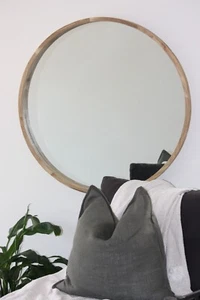 Natural Timber Round Mirror 60cm - Picture 1 of 6