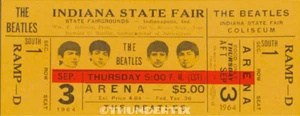 1  BEATLES UNUSED FULL CONCERT TICKET 1964 Indiana  St. Fair  laminated  reprint - Picture 1 of 1