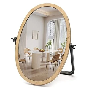 Vanity Makeup Table Mirror - Desk Mirrors 360 Adjustable Rotation,Wood Framed - Picture 1 of 8