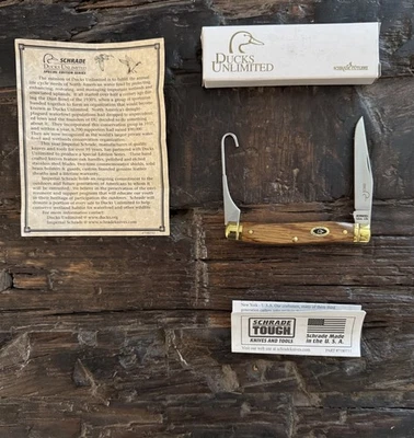 CUCHILLO GANCHO PÁJARO SCHRADE SDU77 PATOS ILIMITADO VINTAGE HECHO EN EE. UU. Foto 1 de 4