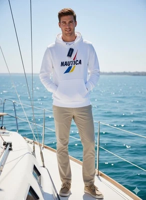 NWT Nautica Unisex Marshmallow Long Sleeve Outdoor Hooded Sweatshirt Size L - Image 1 of 4