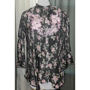 Übergröße Damengröße 3X Markenlose Rosen Blumenmuster Bluse Stretchmischung Atemberaubend - Bild 1 von 7