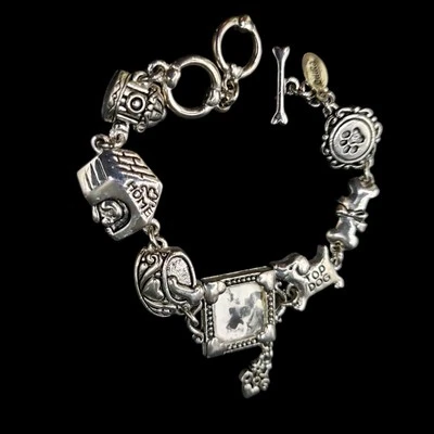 Pulsera fotográfica perro Cookie Lee dije cierre de palanca ajustable placa plateada Dogcore Foto 1 de 4