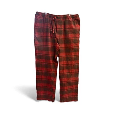 Calça pijama masculina flanela xadrez vermelha e marrom Eddie Bauer tamanho XL nova com etiquetas - Imagem 1 de 4