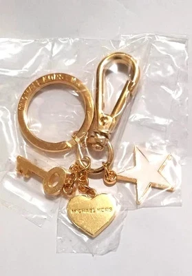 NUEVO, MICHAEL KORS Llavero Corazón Tono Dorado, Estrella Blanca, Llavero Foto 1 de 3