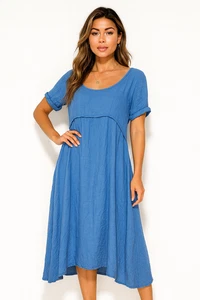 Slate The Label Blue Relaxed Fit Midi Dress Size M Everlyn Casual Summer Boho - Picture 1 of 6