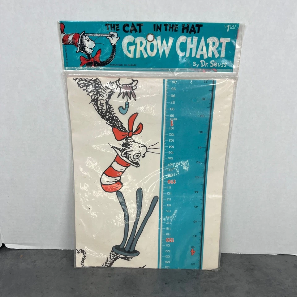 Póster de colección Dr. Seuss El gato en el sombrero tabla de crecimiento 1977 casa aleatoria Foto 1 de 4