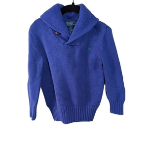 VINTAGE Girls Polo Ralph Lauren Royal Blue Cotton Retro Knit Sweater Size 5 - Picture 1 of 6