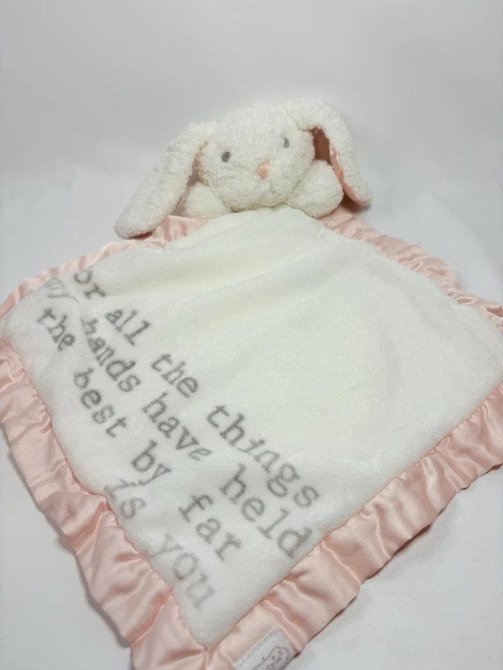Manta de seguridad Mud Pie Bunny Lovey rosa satinado Sherpa felpa Best By Far Is You Foto 1 de 4