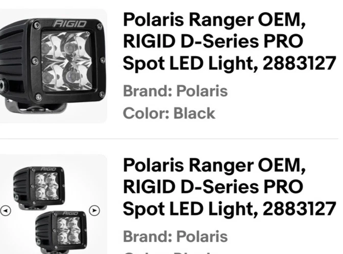 Polaris Ranger OEM, RIGID D-Series PRO Spot LED Light, 2883127 - Image 1 of 1