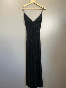 Y2K City Triangles black sparkly maxi dress small gothic vixen formal party - Picture 1 of 10