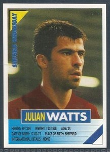 PANINI SUPERPLAYERS 1996 #244-SHEFFIELD WEDNESDAY-ROTHERHAM-JULIAN WATTS