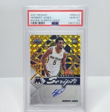 2021-22 Panini Mosaic Herbert Jones Rookie Scripts Gold Prizm Auto PSA 10