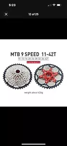 Red / Black VG Sports MTB Bicycle Freewheel N 9 Speed Mountain Bike Cassette New - Picture 1 of 15