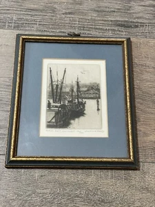 Leonard H. Mersky Pencil Signed Etching 170/200 "Fishing Boats,Nantucket" Framed - Picture 1 of 9