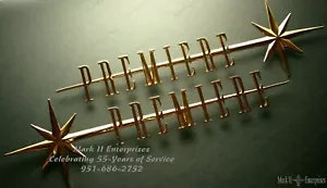 1956 Lincoln Premiere Gold Quarter Panel Nameplate Scripts NEW PAIR LEFT/RIGHT - Foto 1 di 1