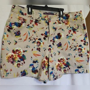 Gloria Vanderbilt Womens Amanda Beige Floral Summer Garden Shorts 18 Petite New - Picture 1 of 10