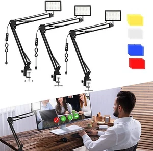 3 Packs 70 LED VIDEO CONFERENCE LIGHTING WITH C CLAMP ARM STAND & COLOR FILTERS - Picture 1 of 5