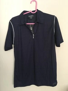 Numan Classic Men's 1/4 quarter zip polo shirt NAVY BLUE collar shirt casual NEW - Picture 1 of 3